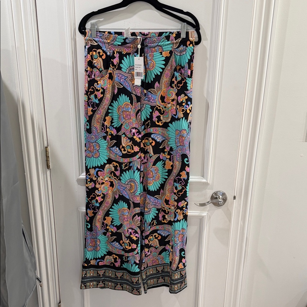 Vibrant Paisley Wide-Leg Pants